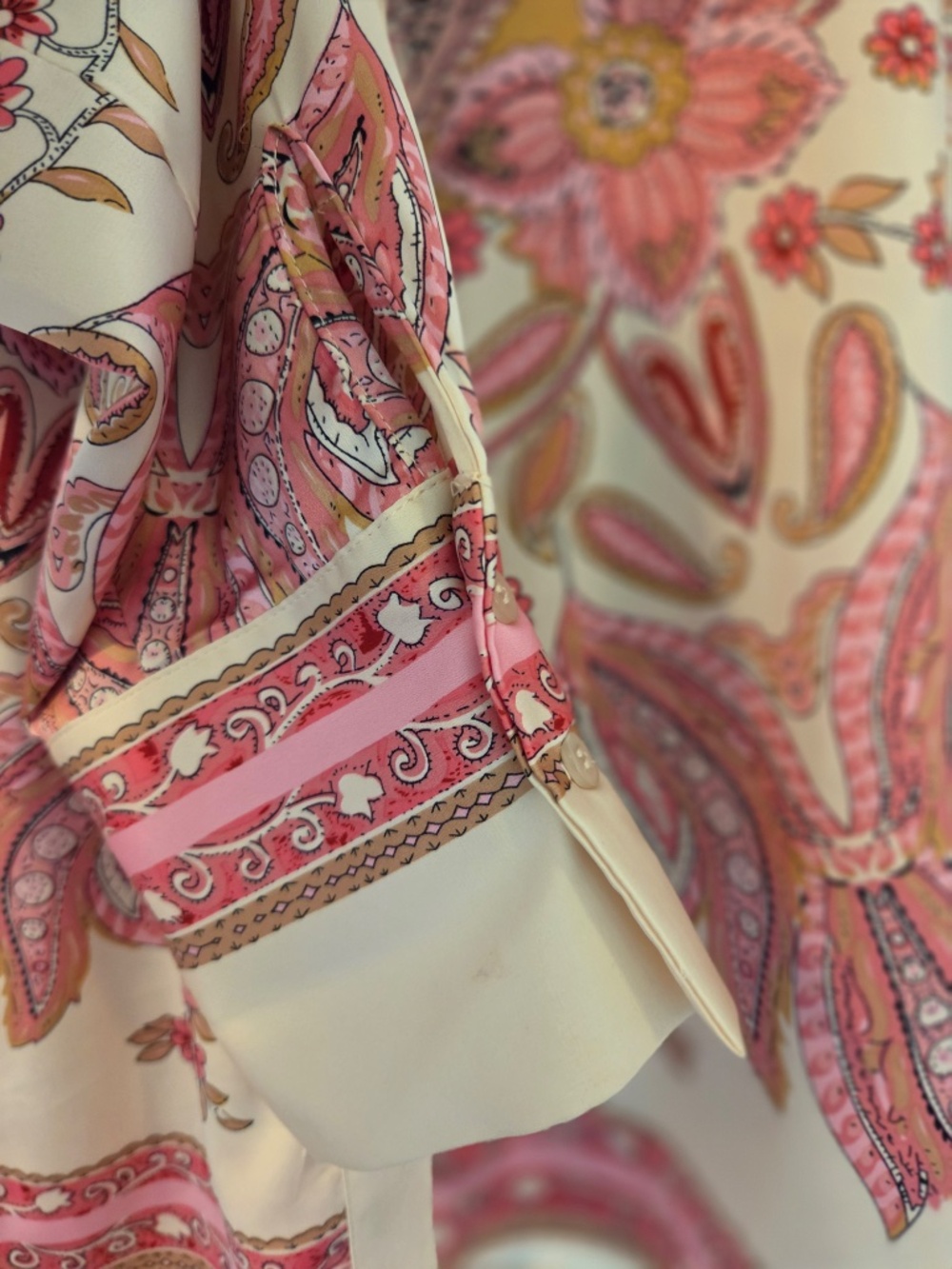 Rachel Zoe handkerchief button down shirt/blouse S pink floral/paisley luxury - Picture 10 of 10